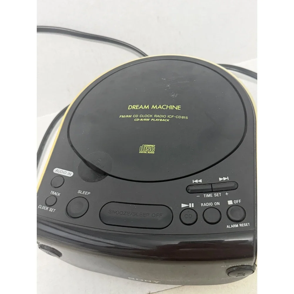 Sony Dream Machine FM/AM CD Clock Radio Black White ICF-CD815